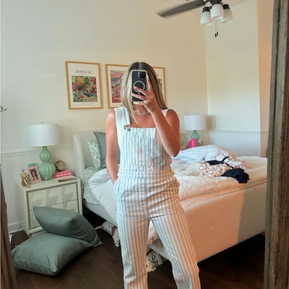 ROLLA'S Blue and Cream Striped Overalls